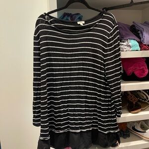 Talbots Classic Black and White Striped Top